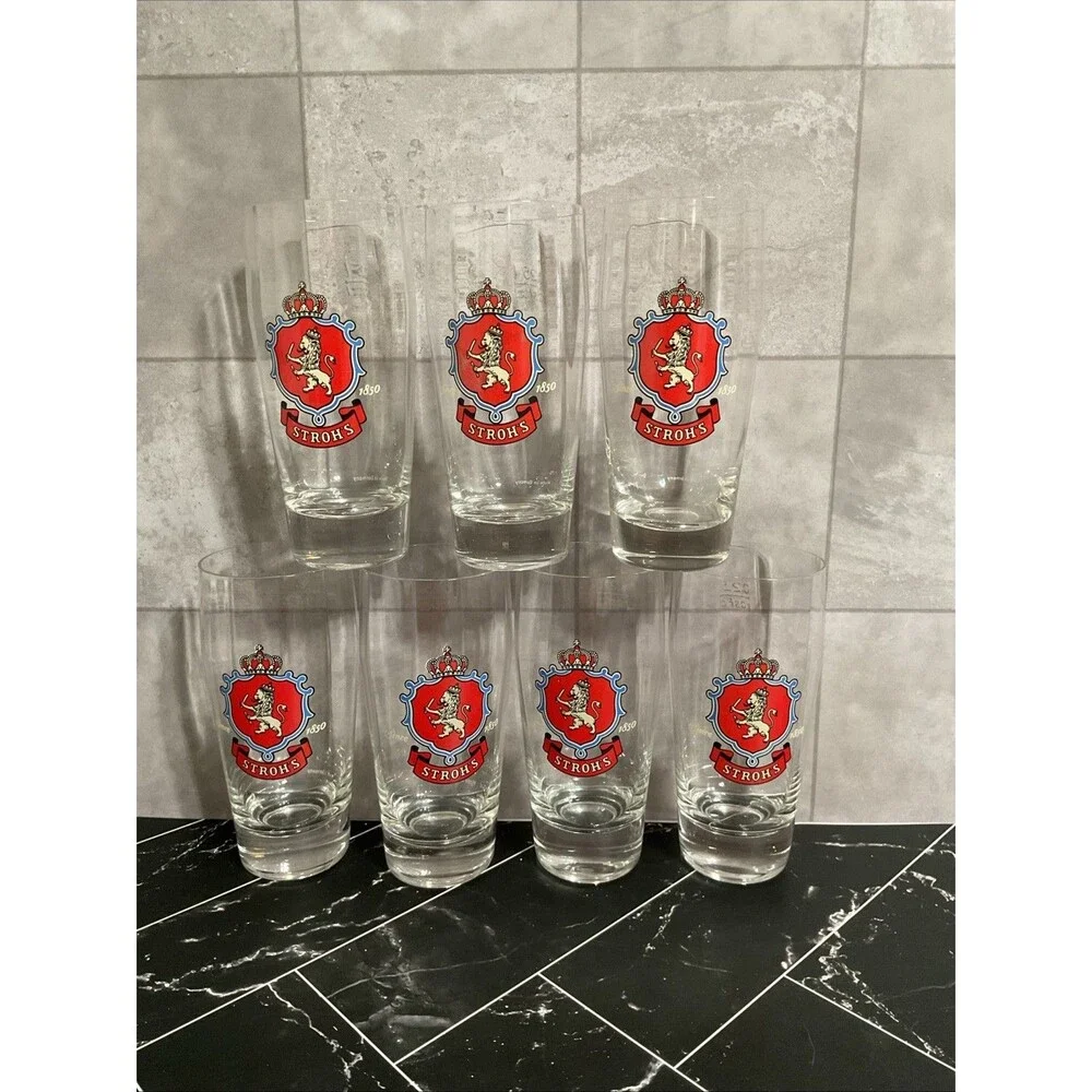 Lot of 7 STROH'S RASTAL PILSNER BEER GLASS, GLASSES, .25 LITER Vintage